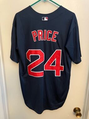 David Price Boston Red Sox Majestic Navy and Red Baseball Jersey